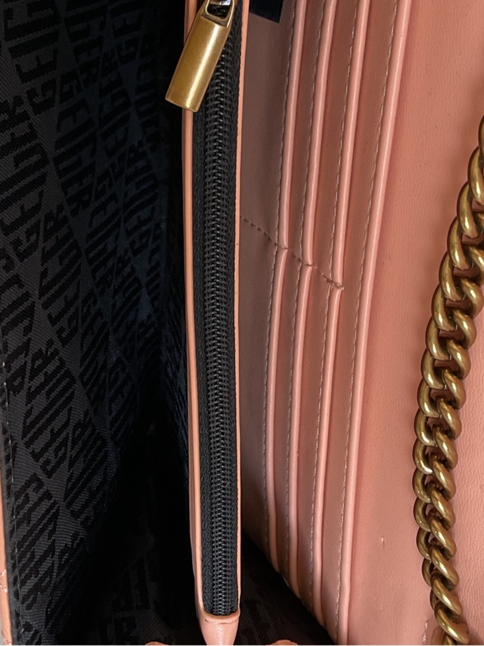 KURT GEIGER Quilted Peach Leather Chain Crossbody | Shoulder Bag - Picture 10 of 16
